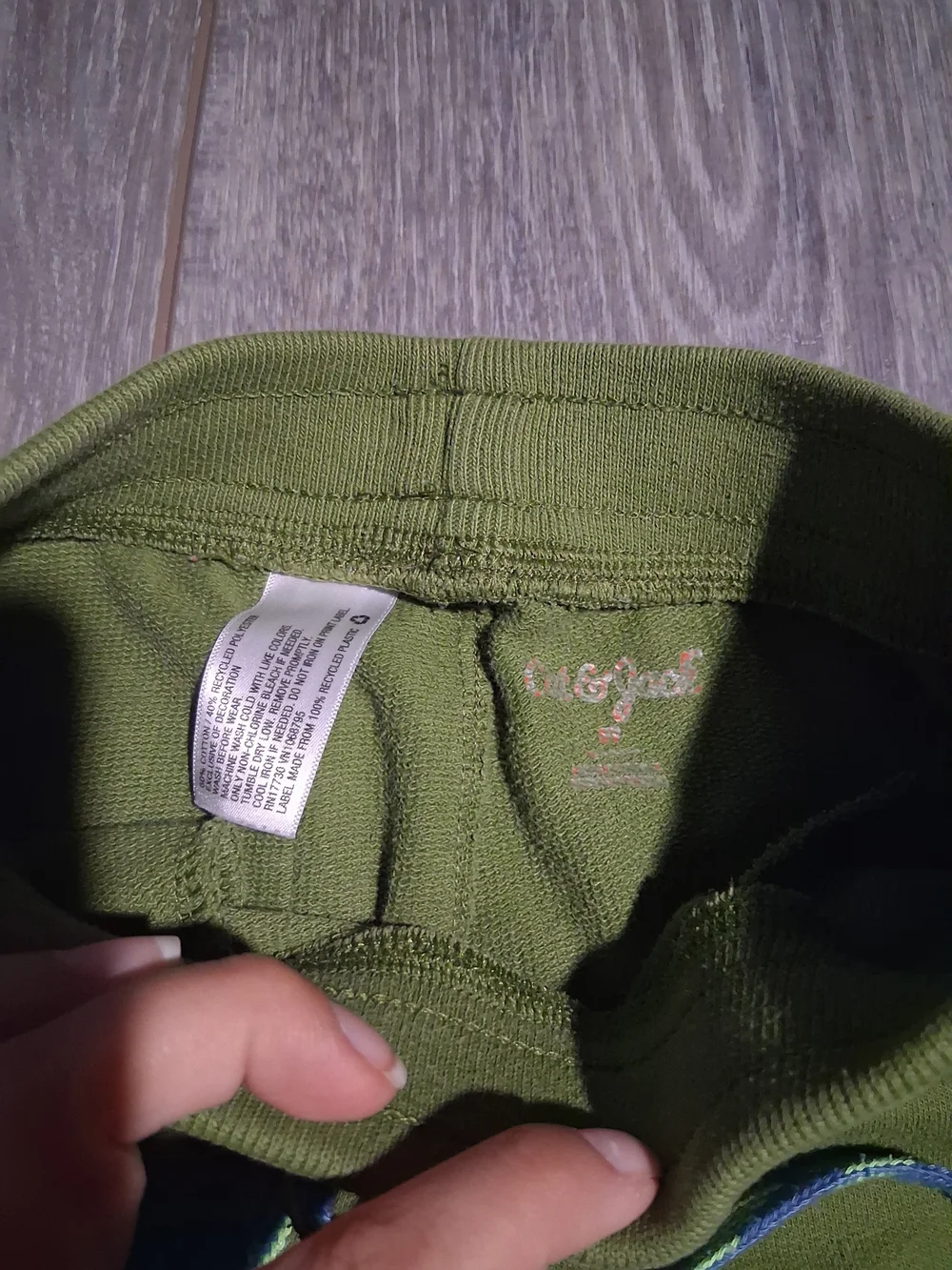 Cat & Jack Olive Green Monster Knee Pocket Joggers with Yellow & Blue Accents